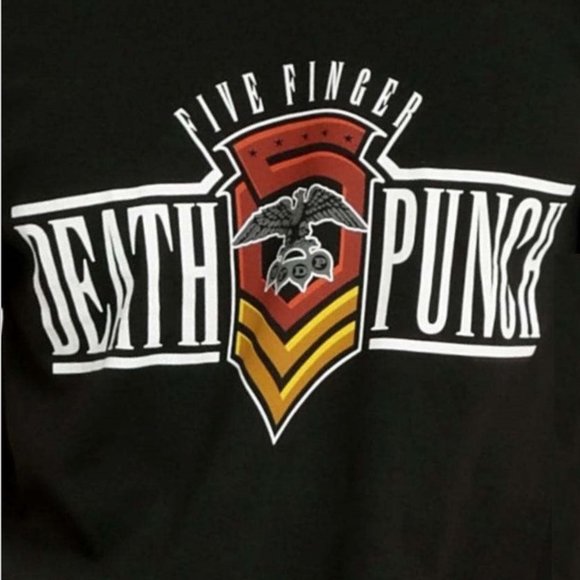 Five Finger Death Punch 5FDP Logo thrash metal rock Official T-Shirt L NWT - Picture 2 of 2